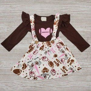 Unicorns Football Heart Suspender Skirt Set